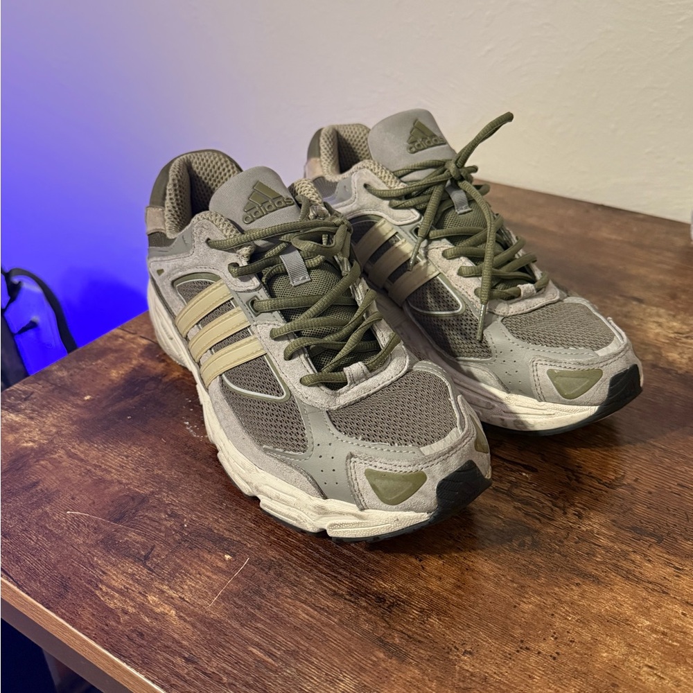 Adidas Olive and Beige Sneakers